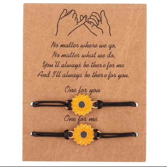 Sunflower Leather Friendship Bracelet Set - Picture 1 of 5